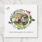 美しい赤と緑の水の色クリスマスリース フェイバータグ (正面)