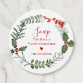 美しい赤と緑の水の色クリスマスリース フェイバータグ (正面)