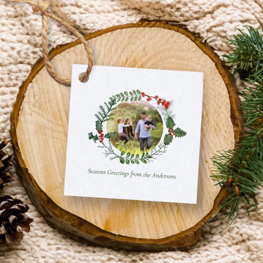 美しい赤と緑の水の色クリスマスリース フェイバータグ