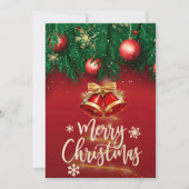 美しい赤と金のクリスマスグリーティング シーズンカード (正面)