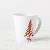 美しい赤と金ゴールドクリスマスツリー カフェラテマグ (右アングル)