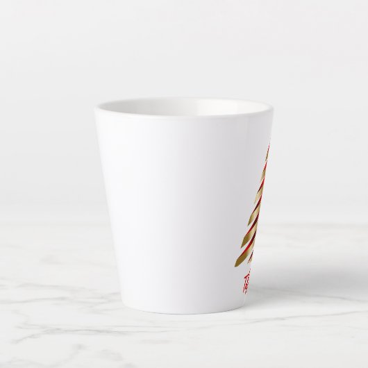 美しい赤と金ゴールドクリスマスツリー カフェラテマグ (正面)