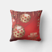 美しい赤と金色のクリスマスボール広場 クッション (裏面)