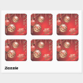 美しい赤と金色のクリスマスボール広場 スクエアシール (シート)