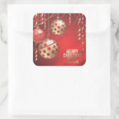美しい赤と金色のクリスマスボール広場 スクエアシール (バッグ)