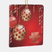 美しい赤と金色のクリスマスボール広場 セラミックオーナメント (右)