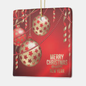 美しい赤と金色のクリスマスボール広場 セラミックオーナメント (左)