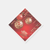 美しい赤と金色のクリスマスボール スタンダードカクテルナプキン (角)