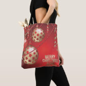 美しい赤と金色のクリスマスボール トートバッグ (クローズアップ)