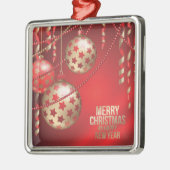 美しい赤と金色のクリスマスボール メタルオーナメント (左)