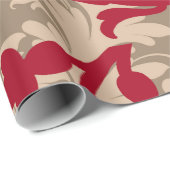 美しい赤と黄褐色のダマスク ラッピングペーパー (ロールコーナー)