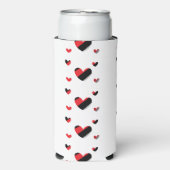 美しい赤と黒のハートパターン スリム缶クーラー (Seltzer正面)