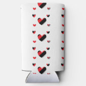 美しい赤と黒のハートパターン スリム缶クーラー (裏面)