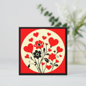 美しい赤と黒の花のバレンタインデーのカード シーズンカード (スタンド正面)