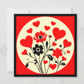 美しい赤と黒の花のバレンタインデーのカード シーズンカード (正面)