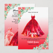 美しい赤のキンチェアーセラ ダーマ 誘いの言葉 招待状 (正面/裏面)