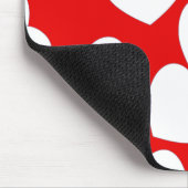 美しい赤のマウスパッドと大きな白のハート マウスパッド (コーナー)