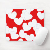 美しい赤のマウスパッドと大きな白のハート マウスパッド (マウス)