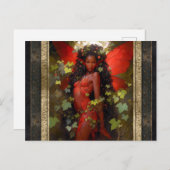 美しい赤の妖精の女性ファンタジーアート ポストカード (正面/裏面)