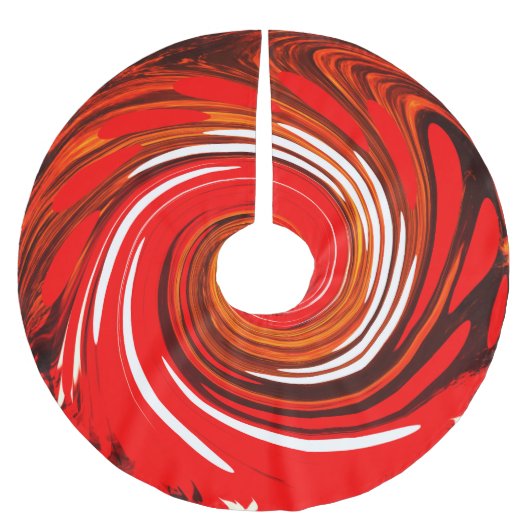 美しい赤の幸せなクリスマス ブラッシュドポリエステルツリースカート (正面)