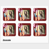 美しい赤はっきりしたフォント写真2024卒業 スクエアシール (シート)