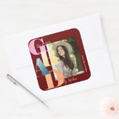 美しい赤はっきりしたフォント写真2024卒業 スクエアシール (封筒)