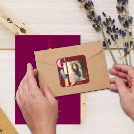 美しい赤はっきりしたフォント写真2024卒業 スクエアシール