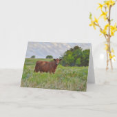 美しい赤アンガスカウファームアートノートカード カード (黄色い花)