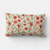 美しい赤オレンジのケシのパターン ランバークッション (裏面)