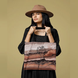 美しい赤オレンジの大理石とバラ トートバッグ