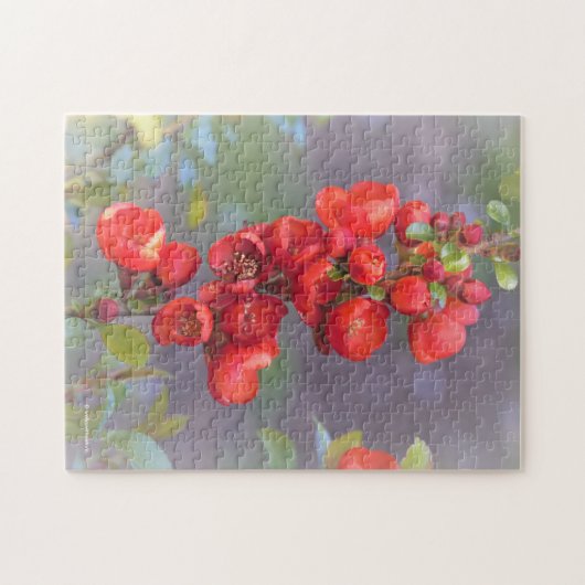 美しい赤オレンジカリンの花 ジグソーパズル (横)