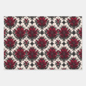 美しい赤ゴシック様式バラ ラッピングペーパーシート (正面3)