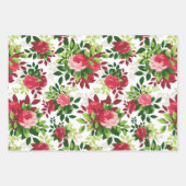 美しい赤バラ模様ラッピング紙シート ラッピングペーパーシート (正面)