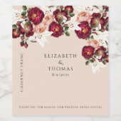 美しい赤ピンクのバラ白のユリ結婚ーズ ワインラベル (シングルラベル)