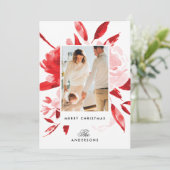 美しい赤フローラクリスマスホリデーフォトカード シーズンカード (スタンド正面)