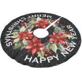 美しい赤ポインセチアのクリスマスリース ブラッシュドポリエステルツリースカート (アングル)