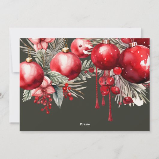 美しい赤ポインセチア家族の写真 シーズンカード (裏面)