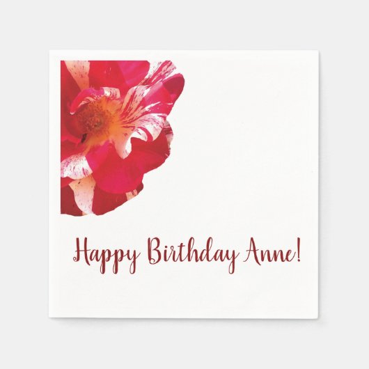 美しい赤ローズカクテルナプキン スタンダードカクテルナプキン (正面)