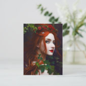 美しい赤毛の女神とツタ ポストカード (スタンド正面)