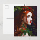 美しい赤毛の女神とツタ ポストカード (正面/裏面)