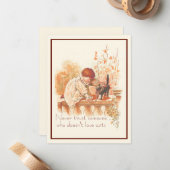 美しい赤毛の子供と子猫の名言 ノートカード (正面/裏面インサイチュ)