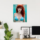 美しい赤毛女性の水中撮影 ポスター (ホームオフィス)