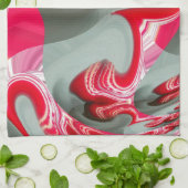 美しい赤灰灰色の幾何学的モチーフARTデザイン キッチンタオル (折り畳み)