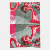 美しい赤灰灰色の幾何学的モチーフARTデザイン キッチンタオル (縦)