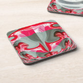 美しい赤灰灰色の幾何学的モチーフARTデザイン コースター (左側)