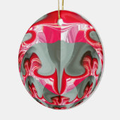 美しい赤灰灰色の幾何学的モチーフARTデザイン セラミックオーナメント (左)