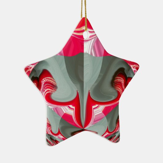 美しい赤灰灰色の幾何学的モチーフARTデザイン セラミックオーナメント (右)