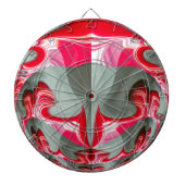 美しい赤灰灰色の幾何学的モチーフARTデザイン ダーツボード (正面)