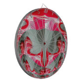 美しい赤灰灰色の幾何学的モチーフARTデザイン ダーツボード (正面左)