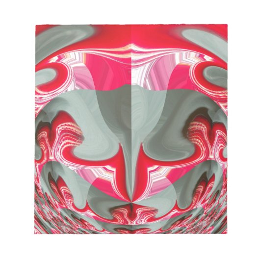 美しい赤灰灰色の幾何学的モチーフARTデザイン ノートパッド (正面)